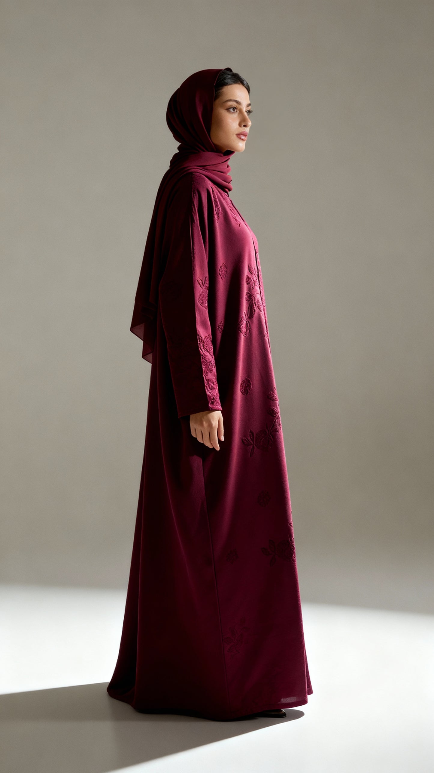 Burgundy Rose Abaya
