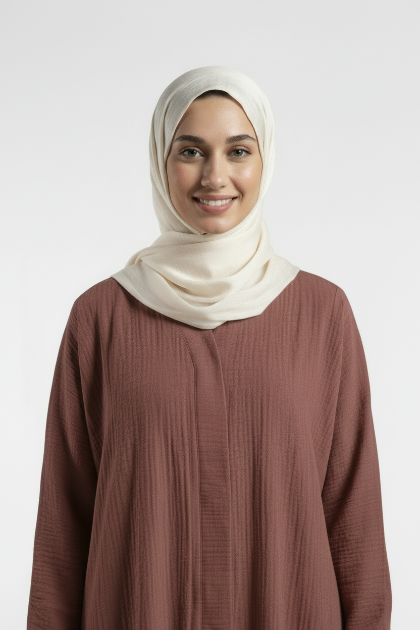 Mauve Crushed Fabric Abaya