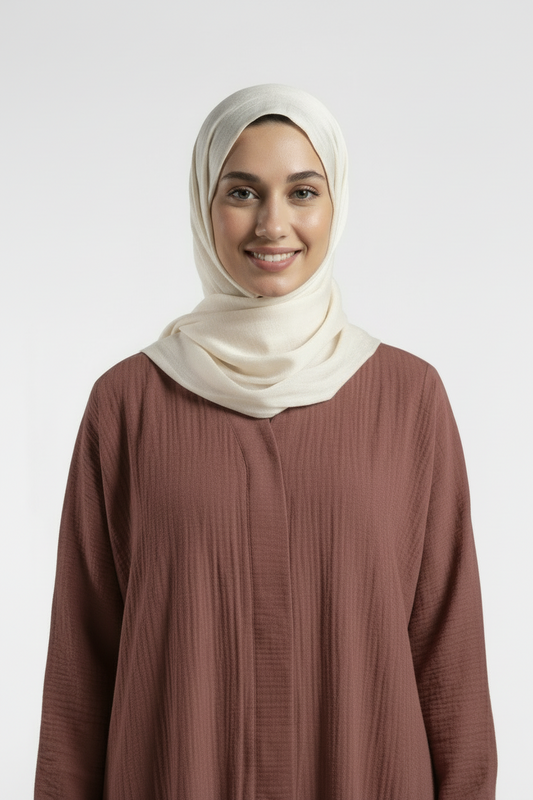 Mauve Crushed Fabric Abaya