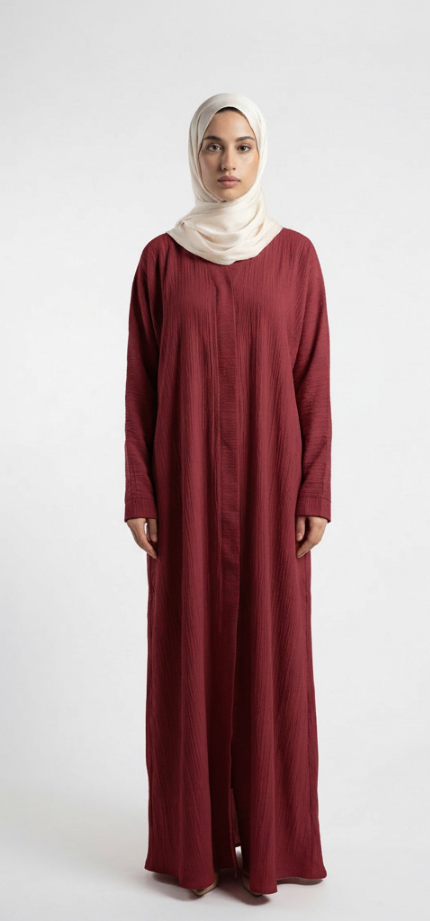 Red Crushed Fabric Abaya