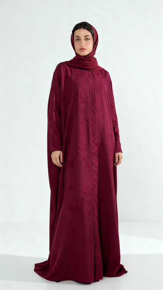Burgundy Rose Abaya